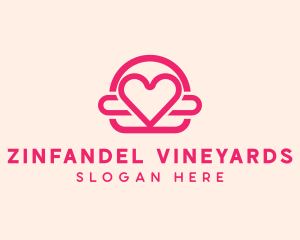 Pink Burger Love Heart logo design