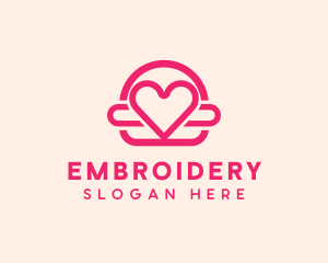 Pink Burger Love Heart logo design