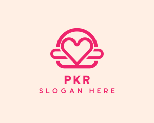 Pink Burger Love Heart logo design