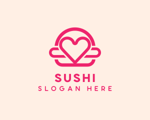 Pink Burger Love Heart logo design