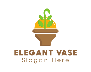 Leaf Sprout Vase logo design