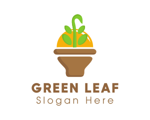 Leaf Sprout Vase logo design