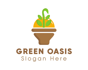 Succulent - Leaf Sprout Vase logo design