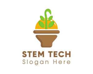 Stem - Leaf Sprout Vase logo design