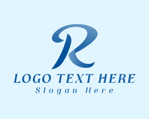 Gradient - Blue Ribbon Letter R logo design