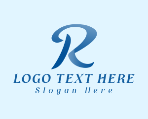 Technology - Blue Ribbon Letter R logo design