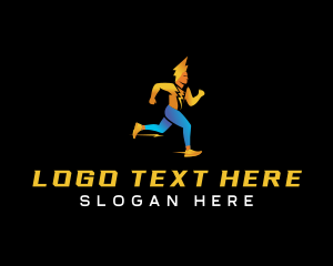 Running - Human Lightning Bolt logo design