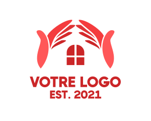 Pink Hand Roofing Service  logo design