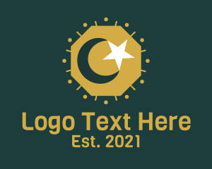 Kaaba - Islam Moon Star logo design