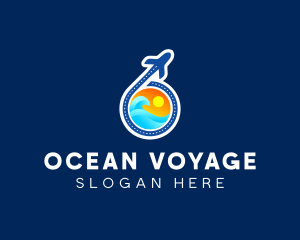 Airplane Sea Travel logo design