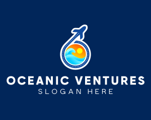 Airplane Sea Travel logo design