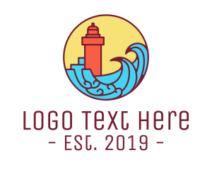 Tower - Seaside Lighthouse Tower logo design
