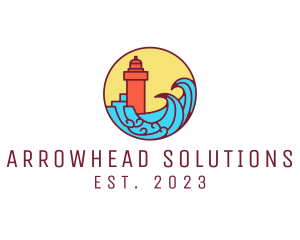 Seaside Lighthouse Tower logo design