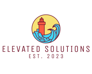 Seaside Lighthouse Tower logo design