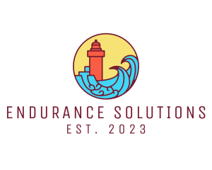 Seaside Lighthouse Tower logo design