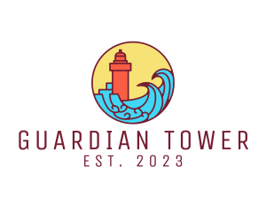 Seaside Lighthouse Tower logo design