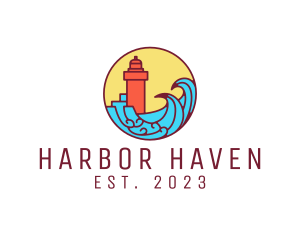 Harbor - Seaside Lighthouse Tower logo design