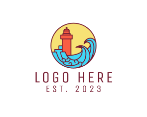 Seaside Lighthouse Tower logo design