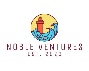 Seaside Lighthouse Tower logo design