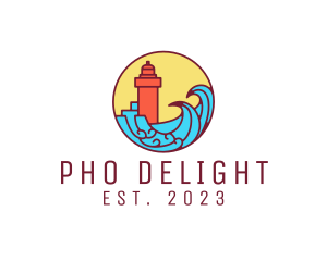 Seaside Lighthouse Tower logo design