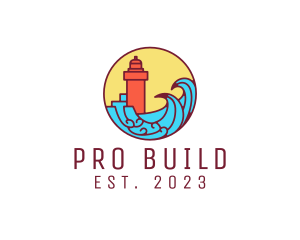 Seaside Lighthouse Tower logo design