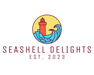 Seaside Lighthouse Tower logo design