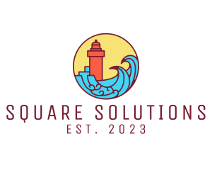 Seaside Lighthouse Tower logo design