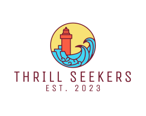 Seaside Lighthouse Tower logo design