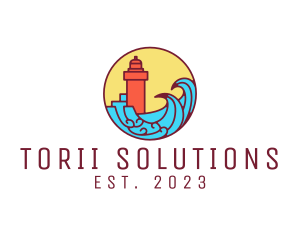 Seaside Lighthouse Tower logo design