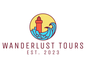 Seaside Lighthouse Tower logo design