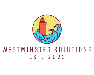 Seaside Lighthouse Tower logo design