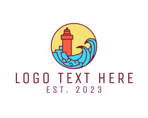 Pier - Seaside Lighthouse Tower logo design