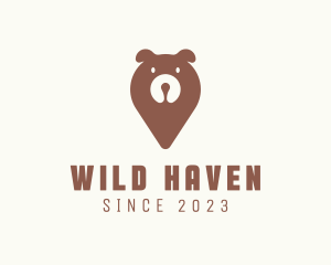 Wild Bear Location Pin logo design