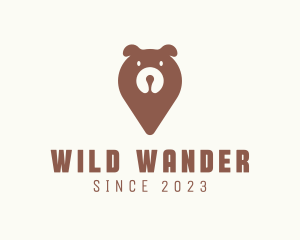 Wild Bear Location Pin logo design