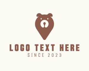 Grizzly Bear - Wild Bear Location Pin logo design