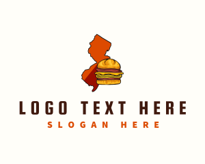 Map - New Jersey Sandwich Food logo design