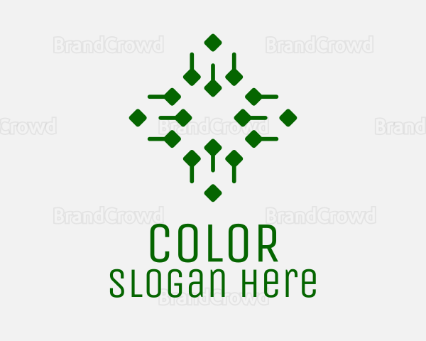 Abstract Green Tech Cross Logo