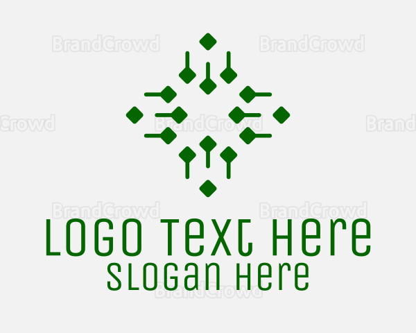 Abstract Green Tech Cross Logo