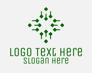 Abstract Green Tech Cross  logo design