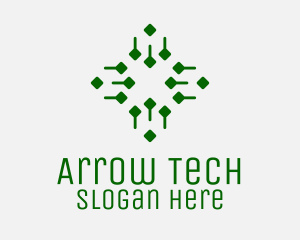 Abstract Green Tech Cross  logo design