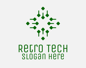 Abstract Green Tech Cross  logo design