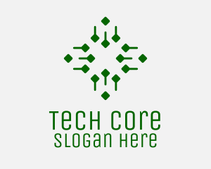 Abstract Green Tech Cross  logo design