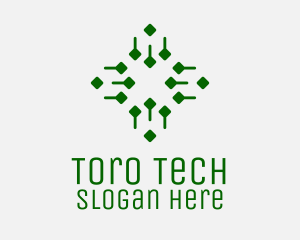 Abstract Green Tech Cross  logo design