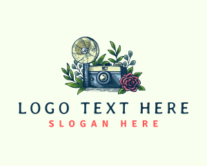 Vlog - Camera Flower Photography logo design