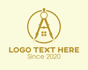 Construction - Architecture Compass Letter A logo design