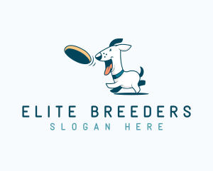 Frisbee Dog Running logo design