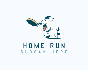 Frisbee Dog Running logo design