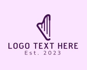 Lyre - Minimalist Simple Harp logo design
