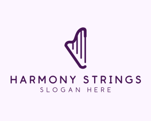 Minimalist Simple Harp  logo design