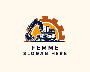 Backhoe Excavator Construction logo design